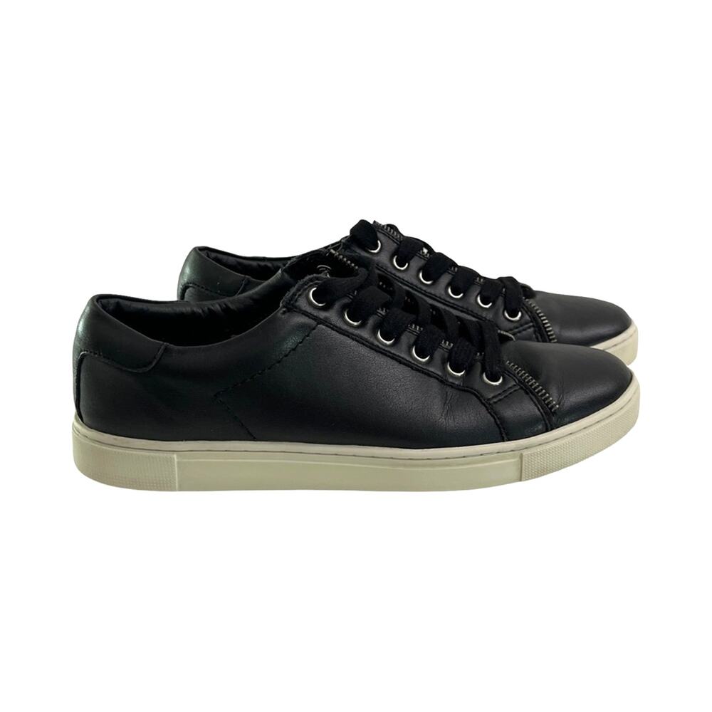 Frye And Co Sindy Moto Low Black Leather Zipper Detail Sneaker Women’s Size 8.5M - Picture 11 of 12